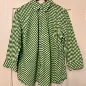 Izod Green Checkered Women's Top